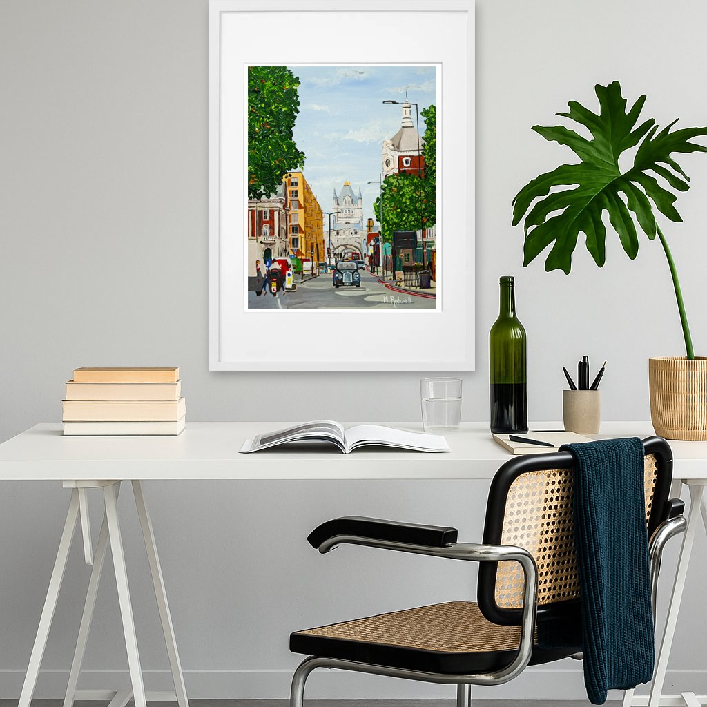 Tower Bridge Road Colour Wall Art.  Designer Artwork
