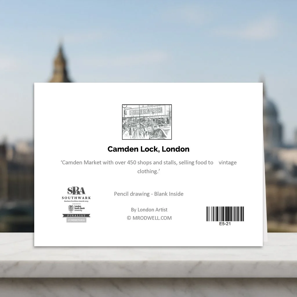 Camden Lock Greeting Card Back Cover with Narrative