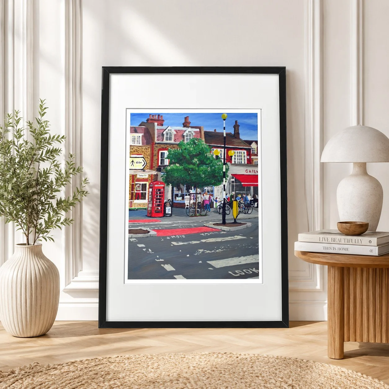 Dulwich Village Print.  High Street Illustration featuring Gails and Crossing by Magnus Rodwell