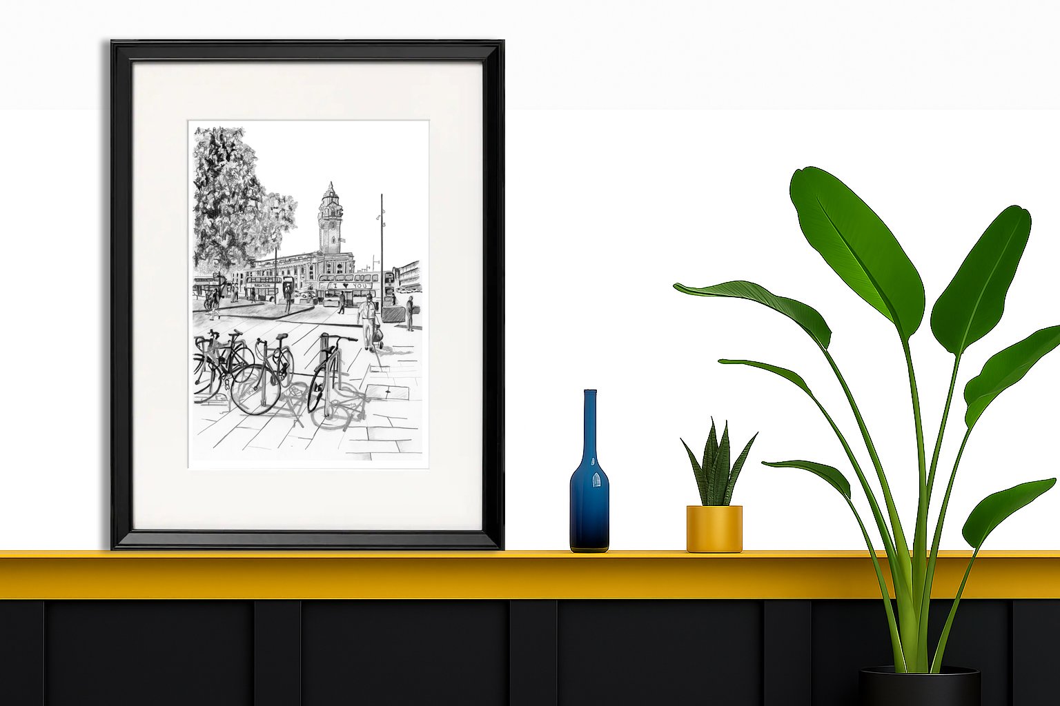Brixton Town Hall Pencil Print Wall Art. London Gifts