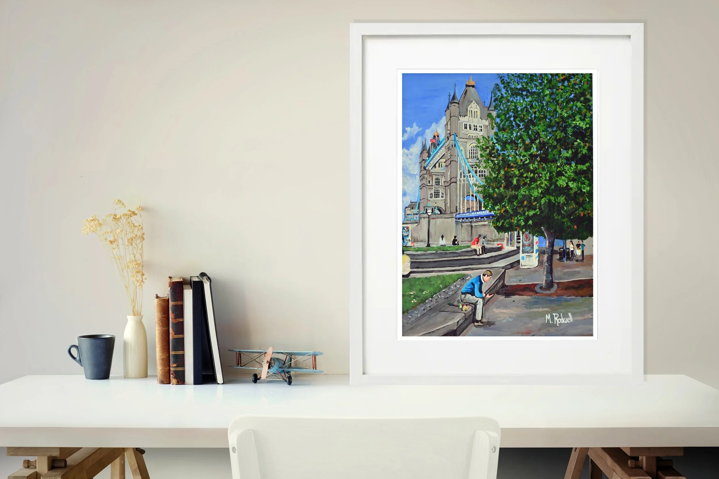 Tower Bridge Lover Man Colour Print Illustration