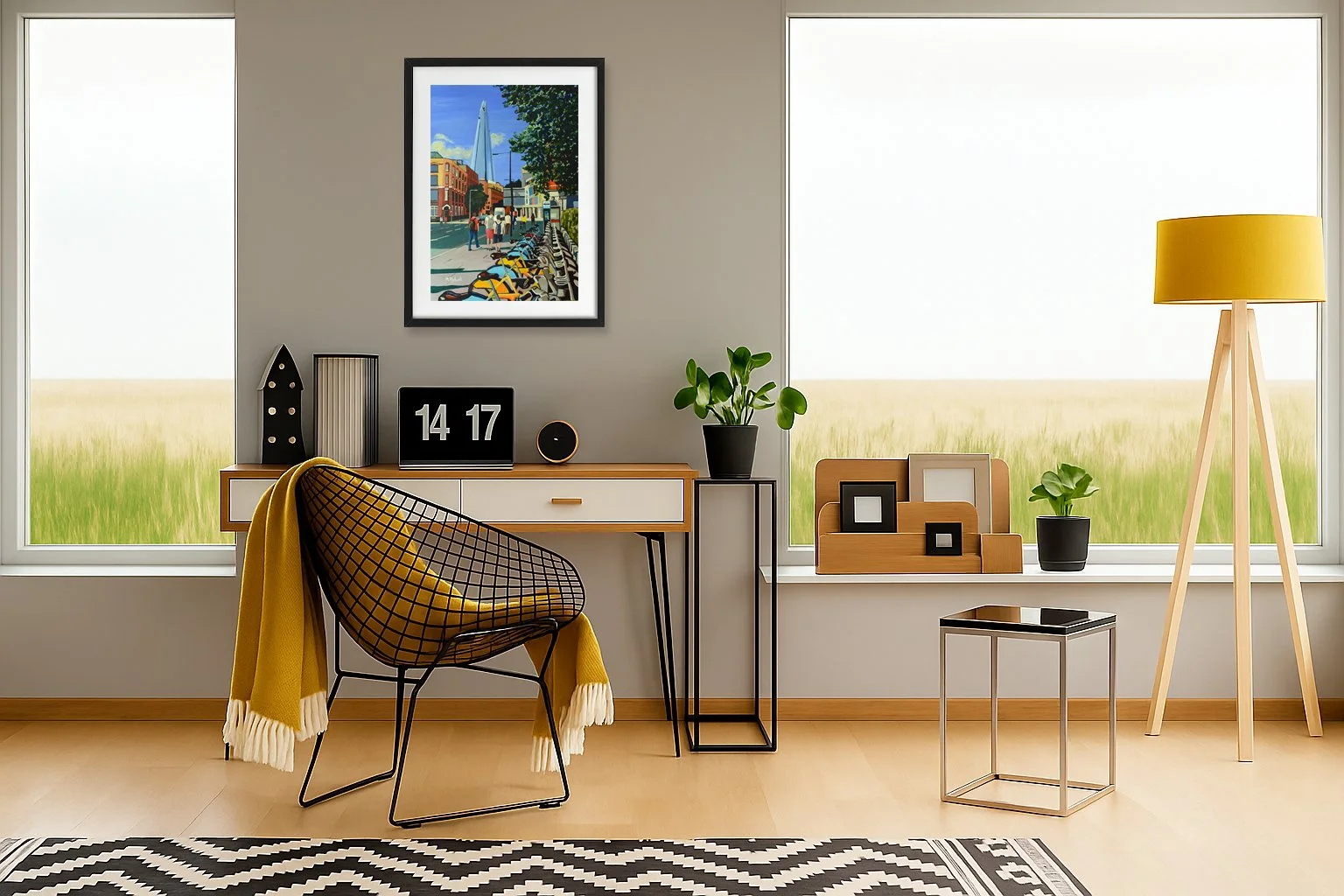 Shard Street Illustration Framed.  Home Interior Artwork