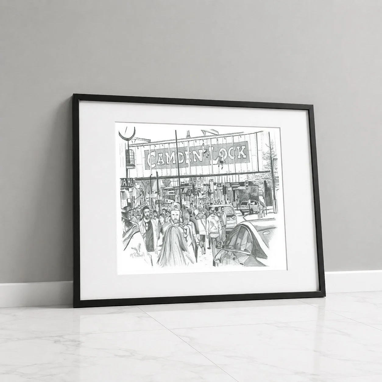 Pencil Drawing of Camden Market High Street London by Magnus Rodwell