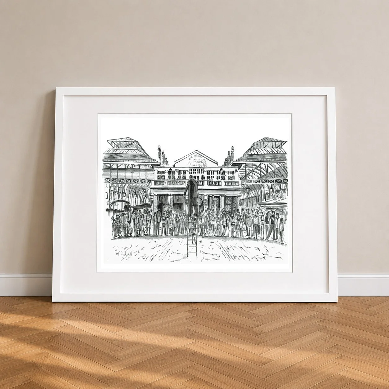 Covent Garden Pencil Print London White Frame.jpg