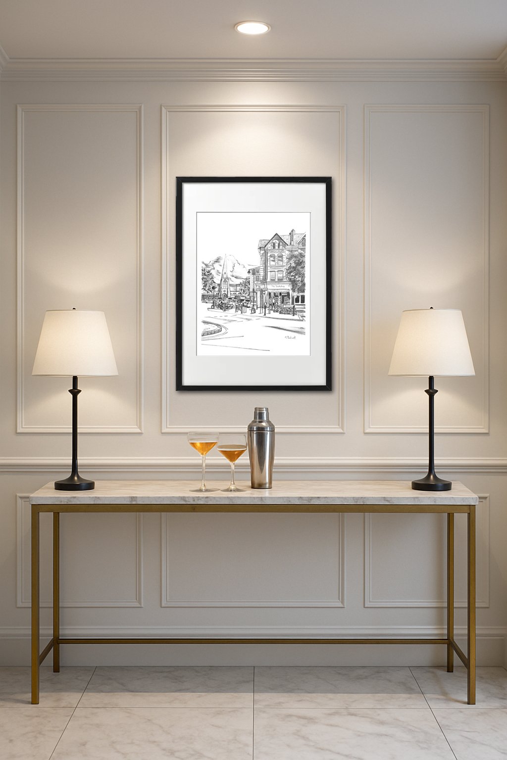 Blackheath High Street pencil drawing in Hallway setting