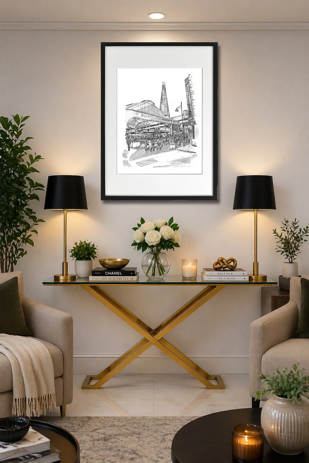 Borough Market Pencil Print. Console table Inspiration