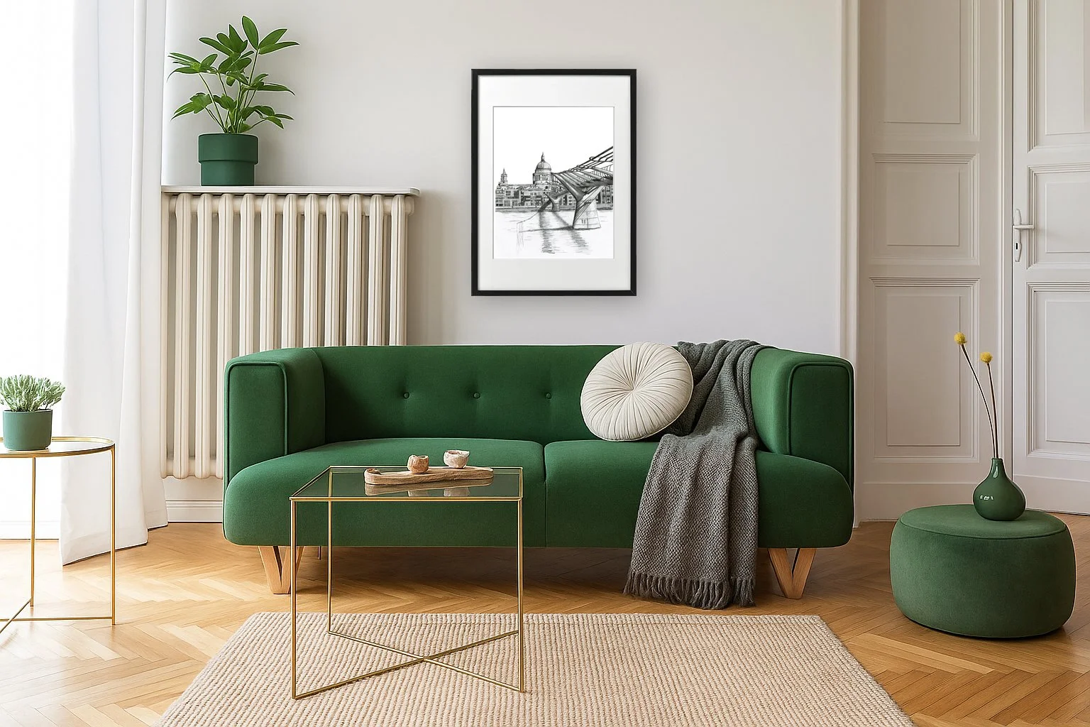 St Pauls Millennium Bridge Pencil Wall Art