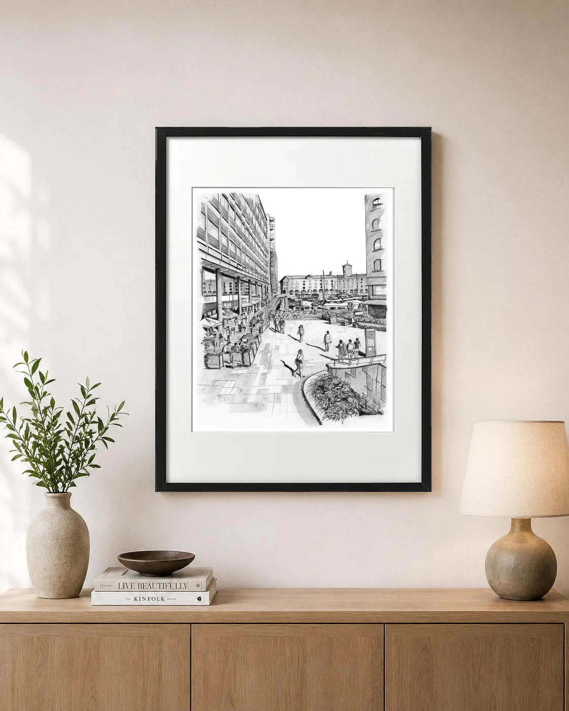 St Katharin Dock Wall Art Pencil Print London.jpg