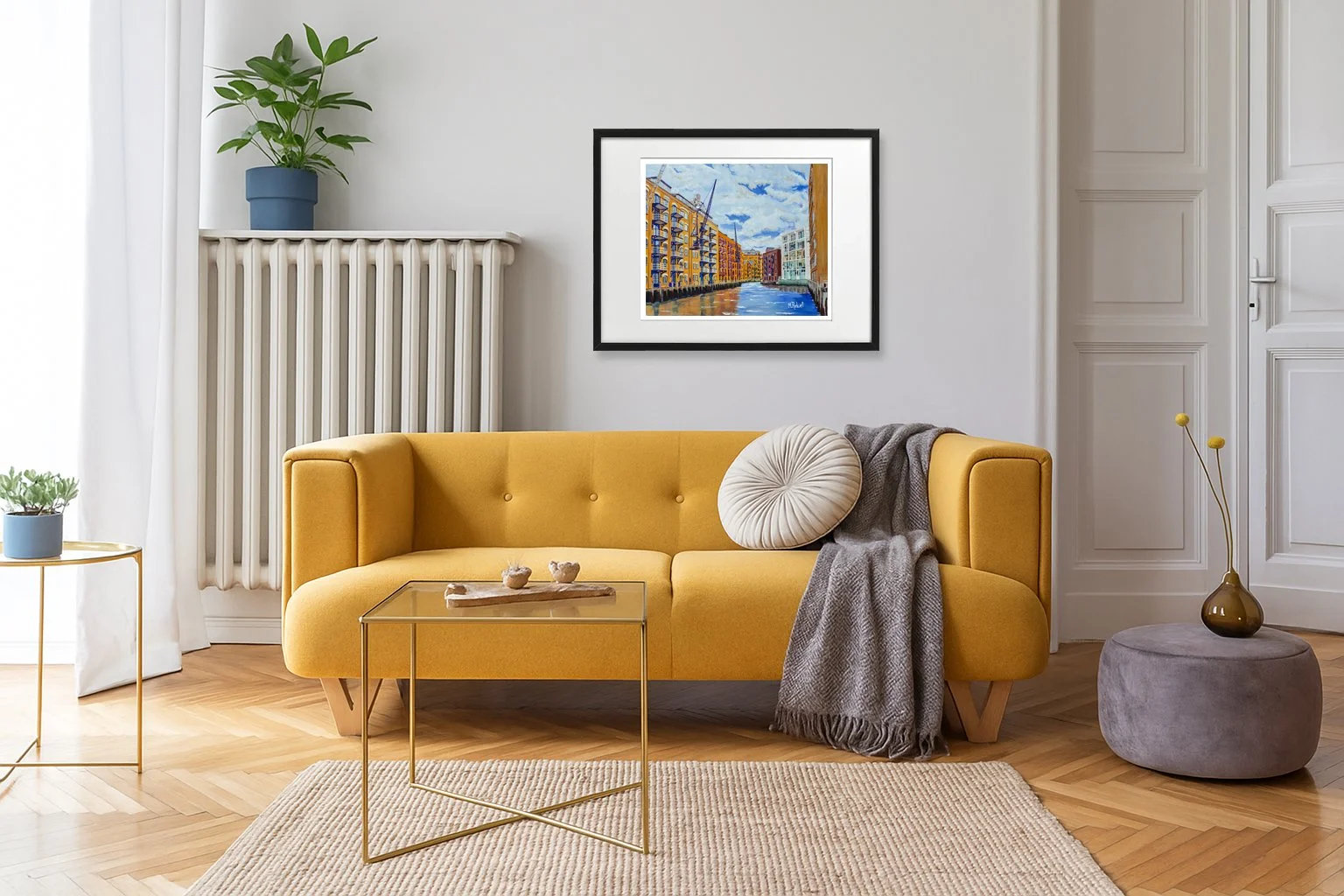 St Saviours Dock London Print Framed.  Scandinavian Designed Room