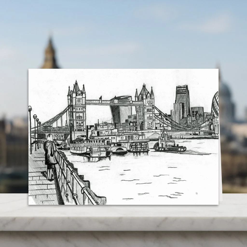 Tower Bridge London Greeting Card, Blank Inside, Fun Facts on Back