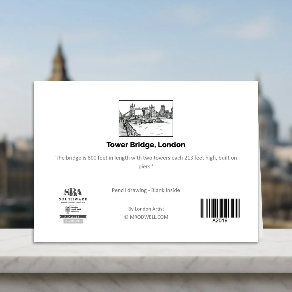 Fun Facts on Back of London Tower Bridge Greeting Card