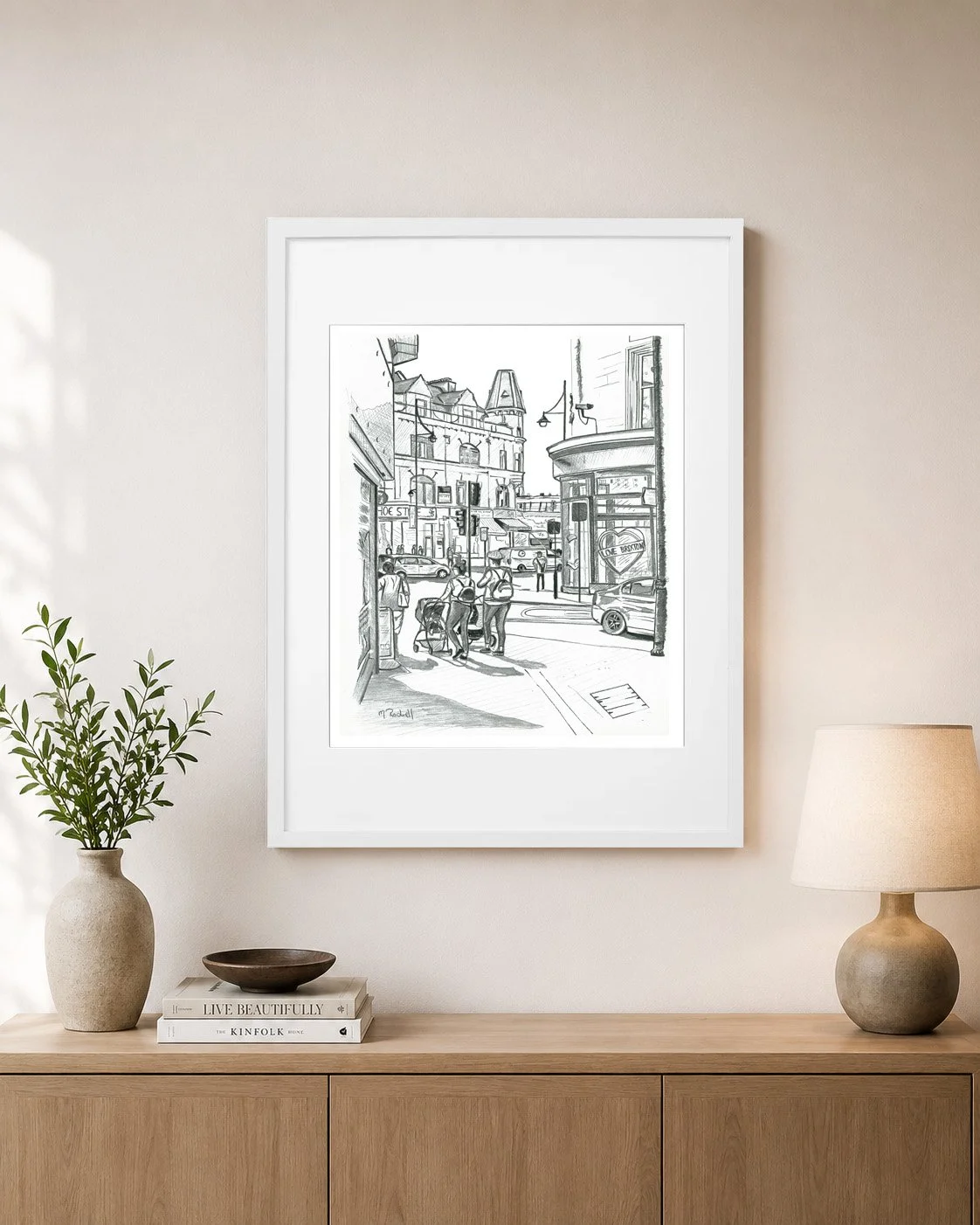 Brixton High Street Artwork London White Frame.jpg
