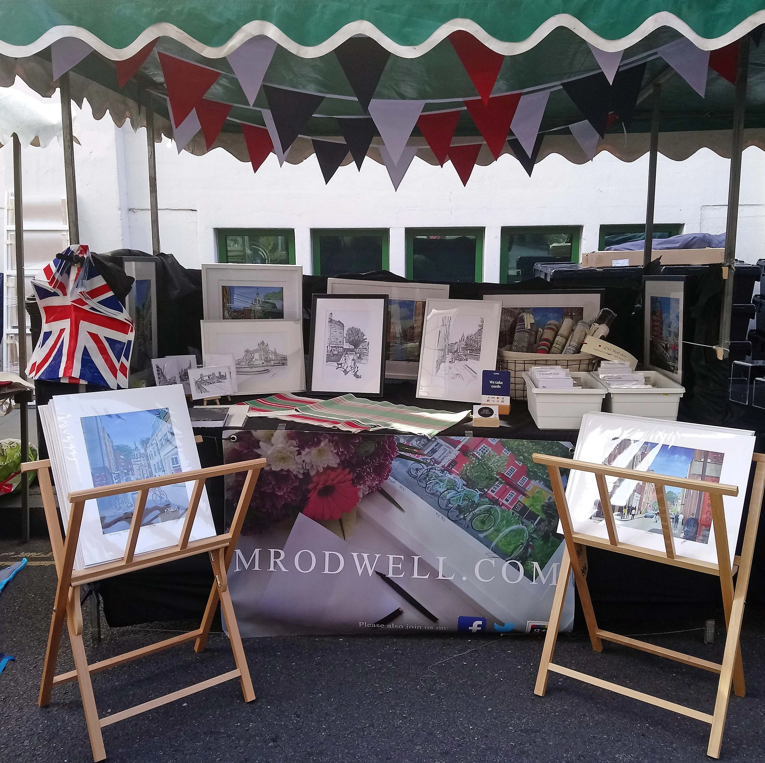 Stall photo of artists work Magnus Rodwell on display at the Bermondsey Street Festival.