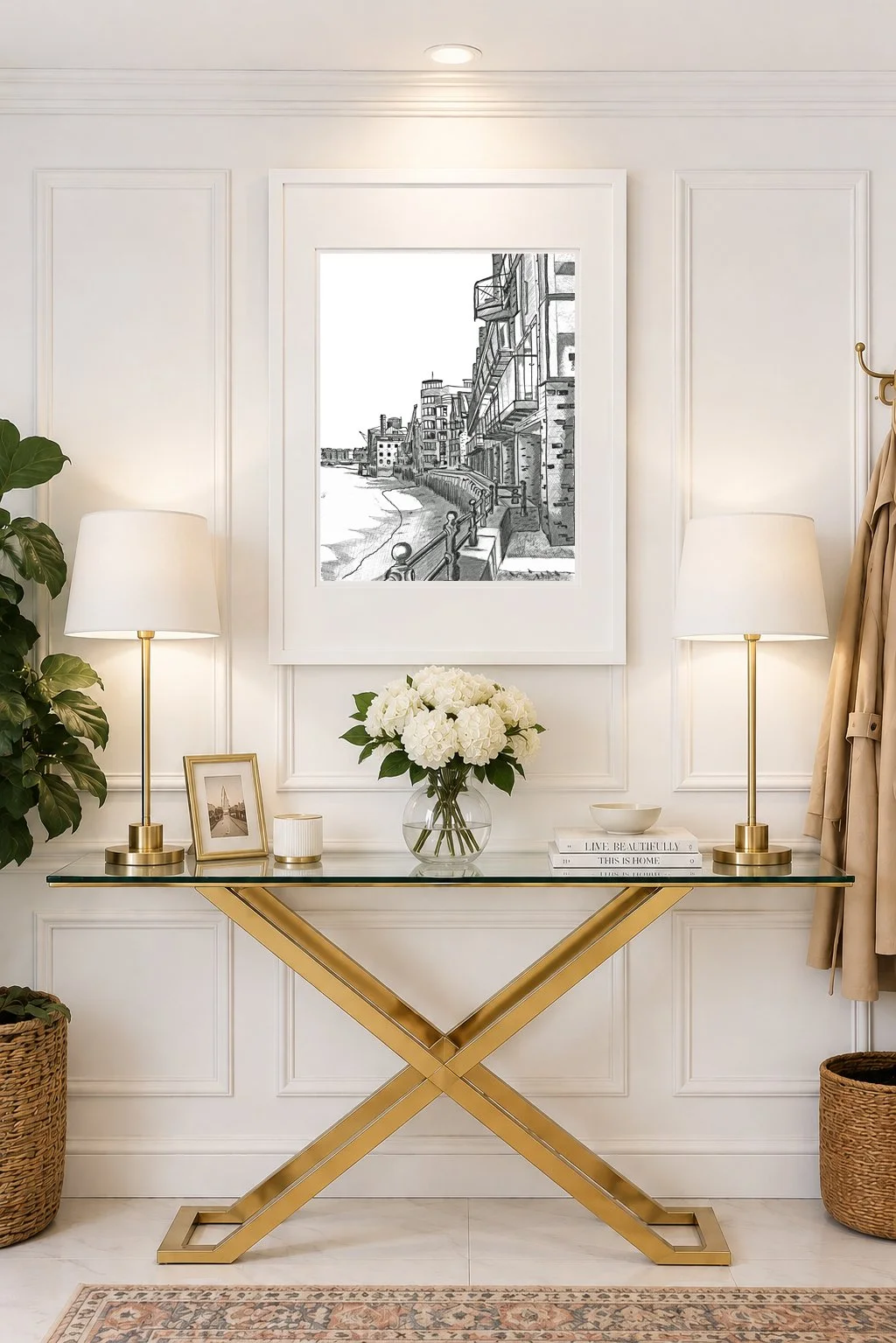 Rotherhithe Stret Pencil Print Framed Above Console Table.jpg
