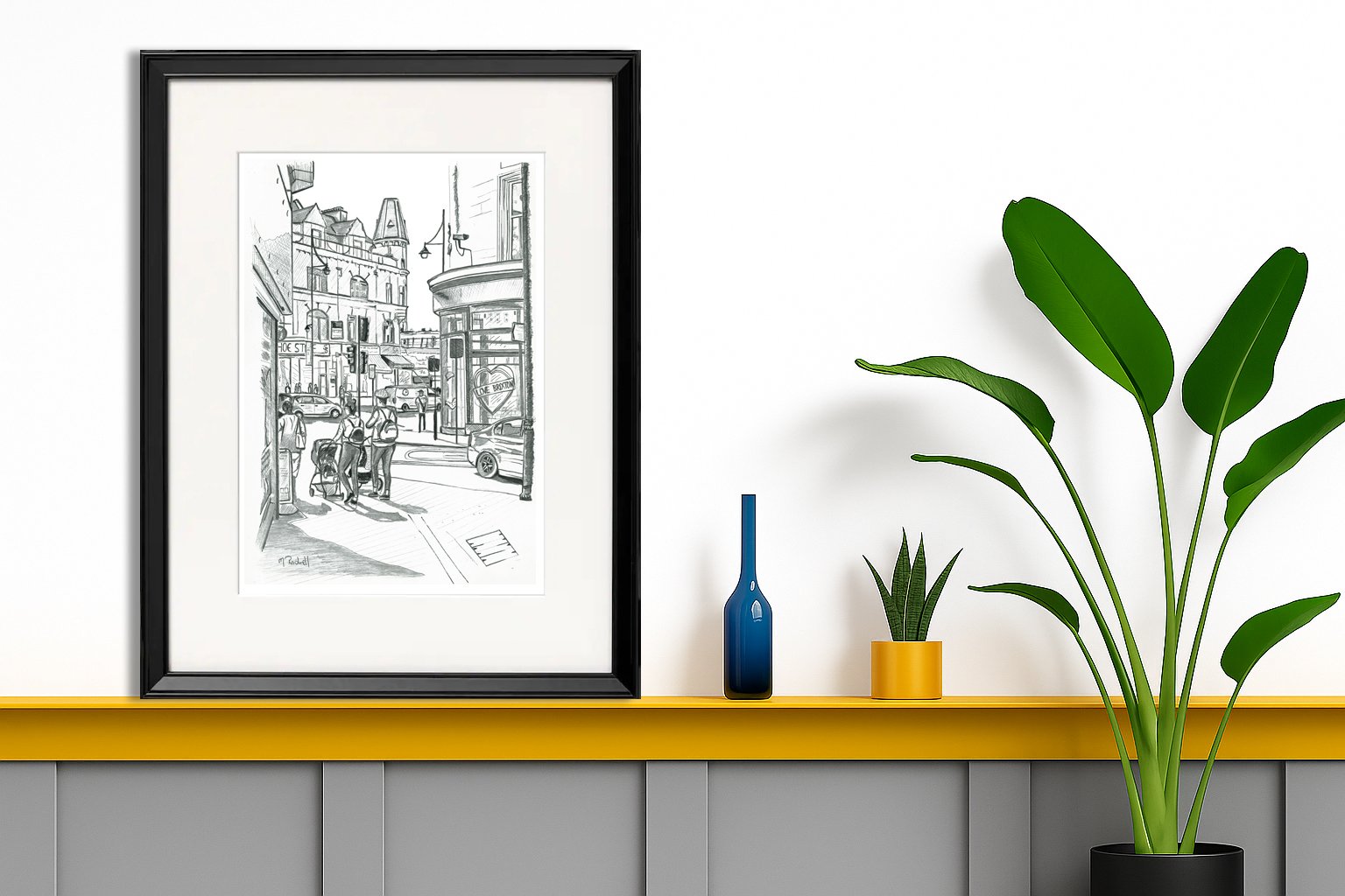 Brixton Ladies Shopping Pencil Print.  London Gift Ideas Wall Art