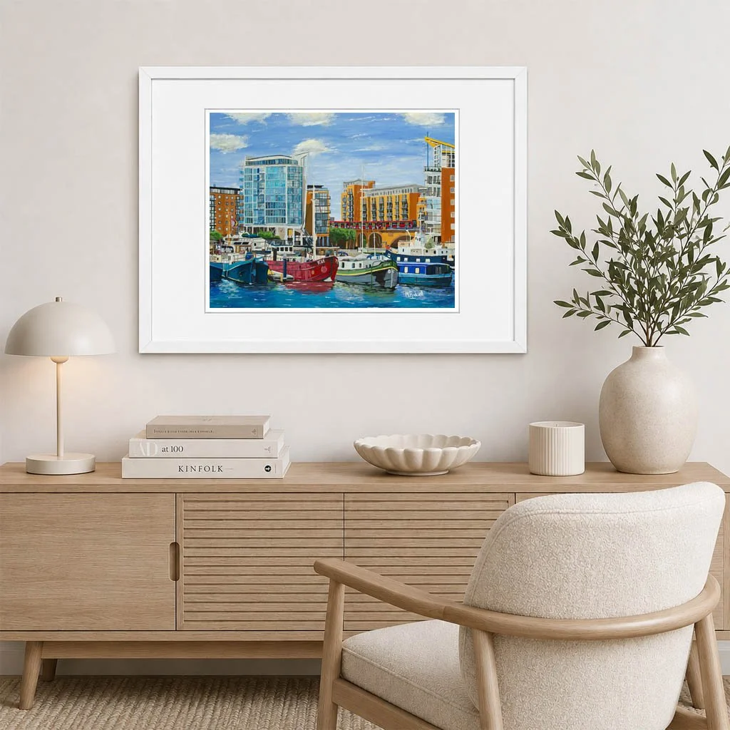 East London Acrylic Painting of Limehouse Basin made into Limited Edition Prints