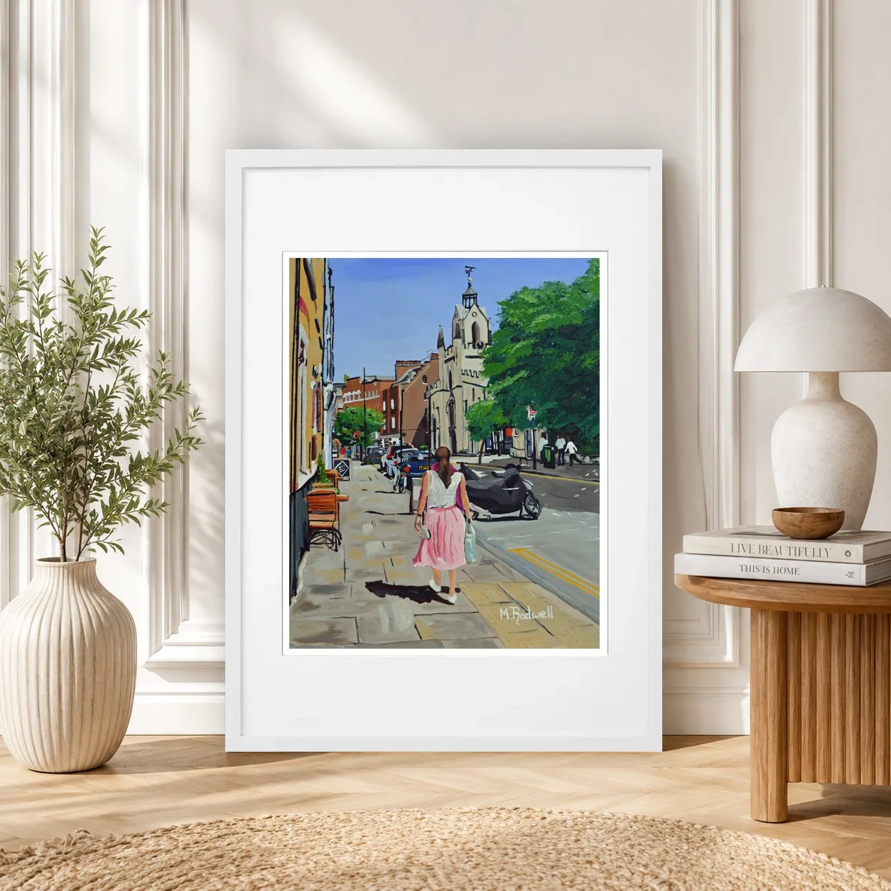 Illustration of woman walking down Bermondsey Street