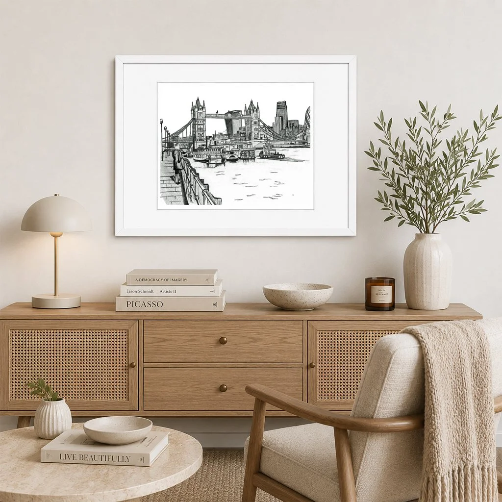 Tower Bridge Lady White Frame by Magnus Rodwell.jpg