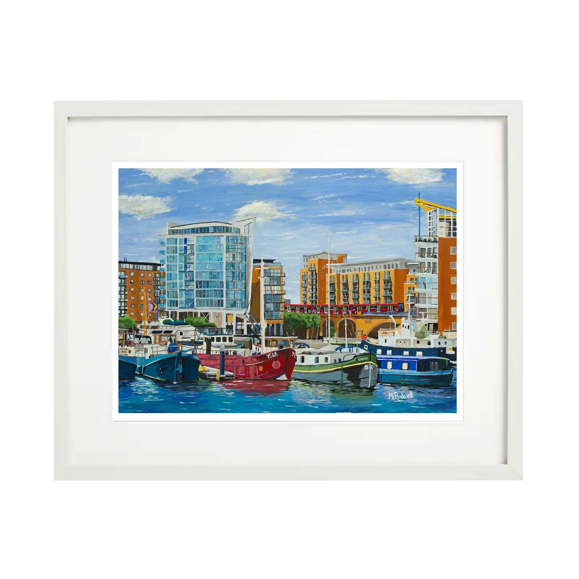 Summer Day Limehouse Basin, Colourful Limited Edition Print of Marina