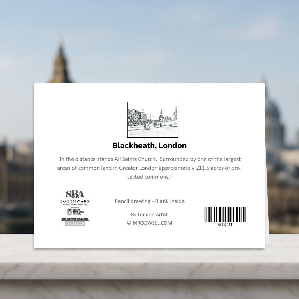 Back cover of Blackheath Greeting Card with Narrative