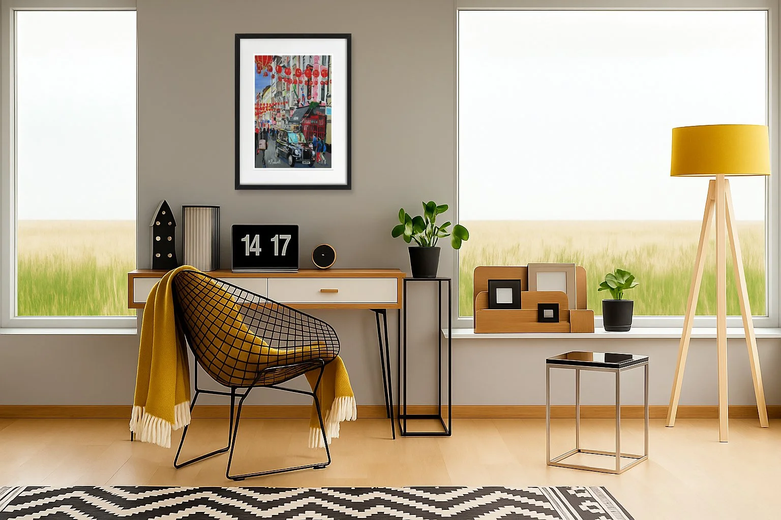 China Town London illustration Framed.  Home Interior View