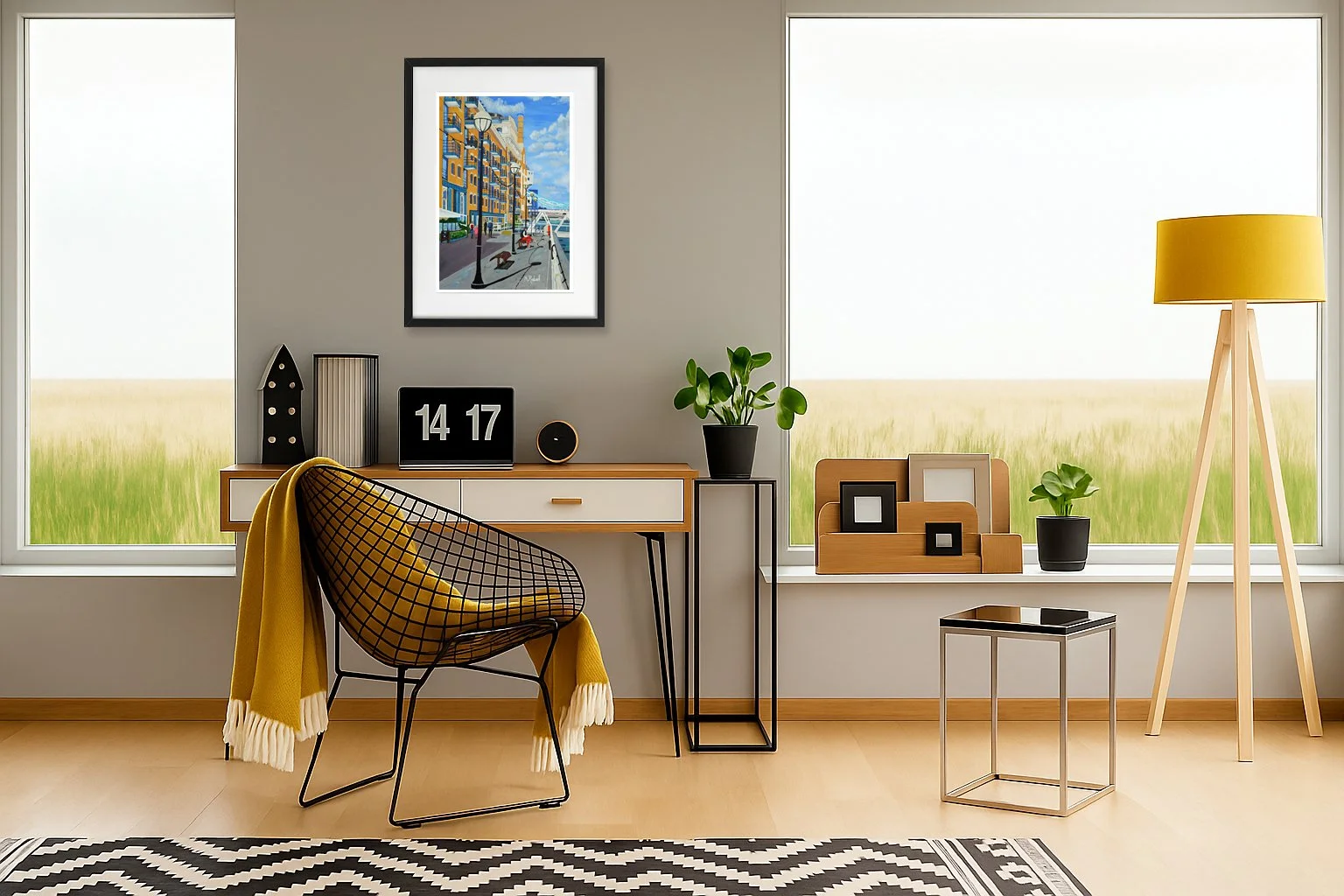 Butlers Wharf Shad Thames Street Illustration Framed.  Artwork for Loving Home