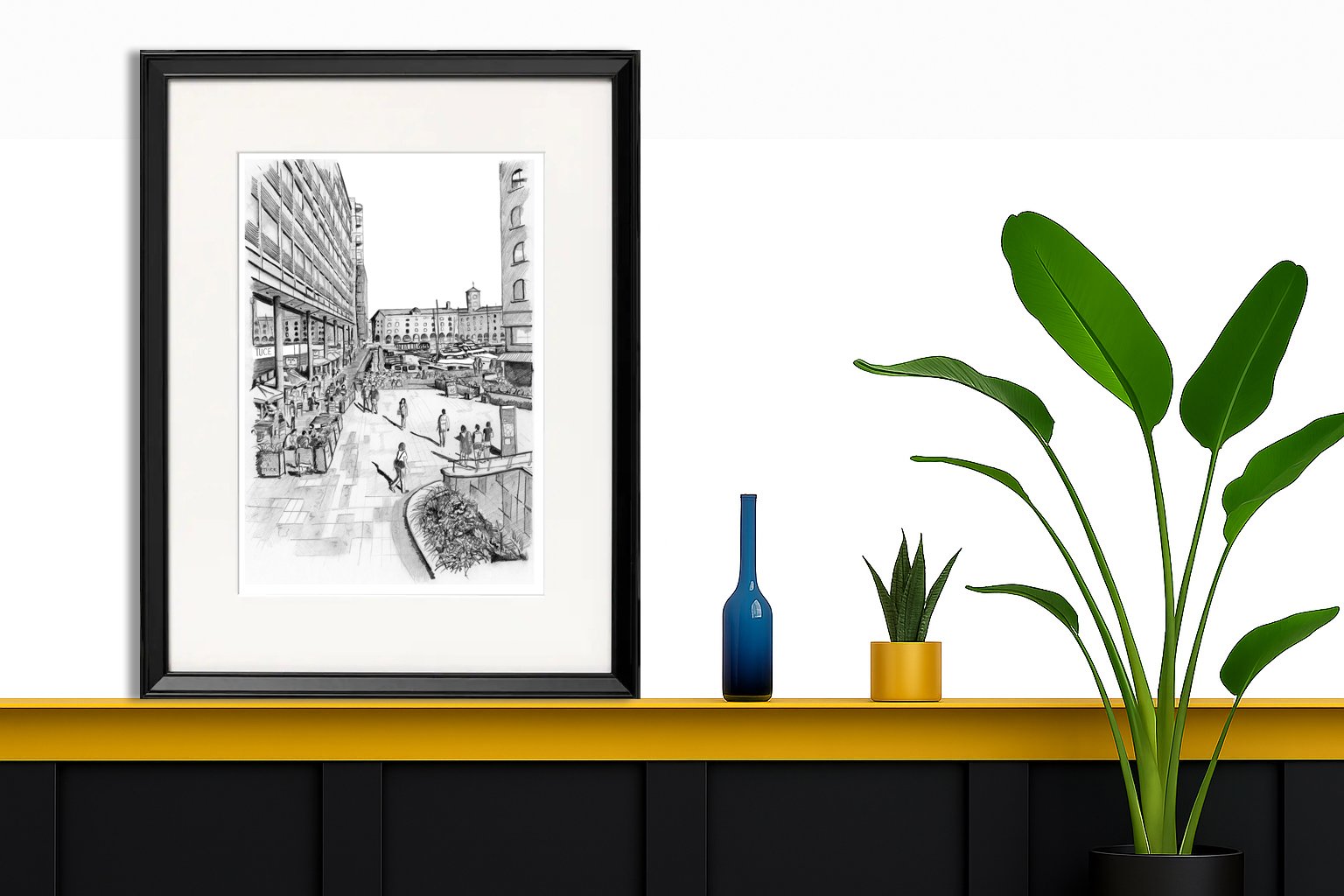 St Katharine Docks Pencil Print.  London Gift Art Ideas