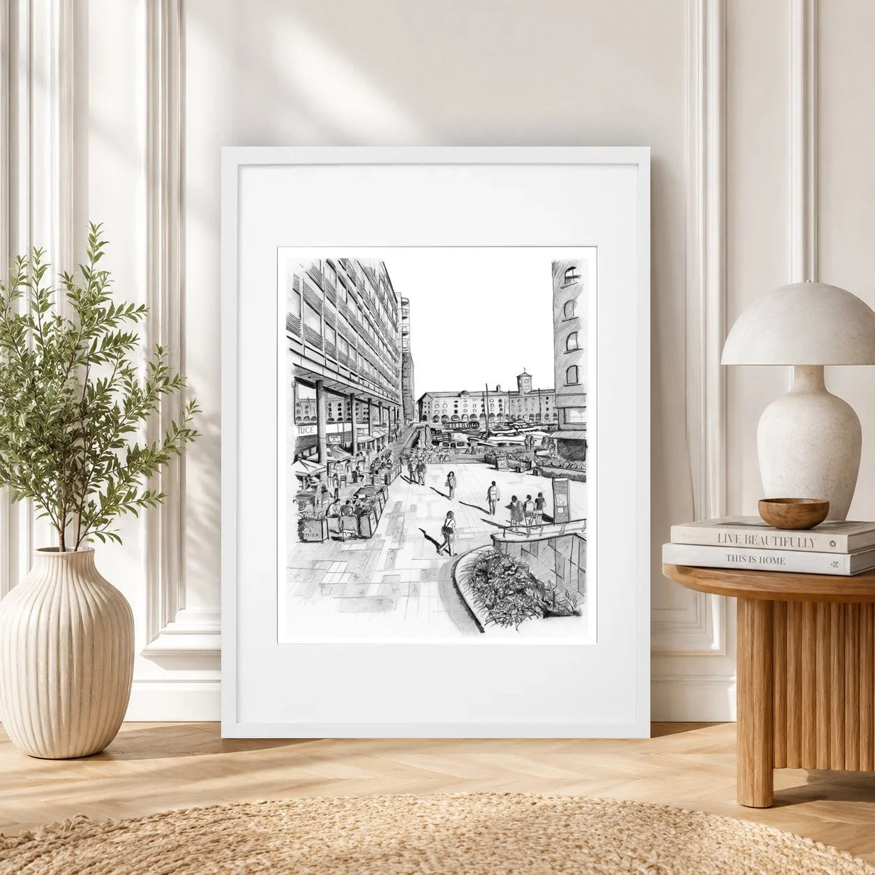 St Katharin Dock London Print White Frame.jpg