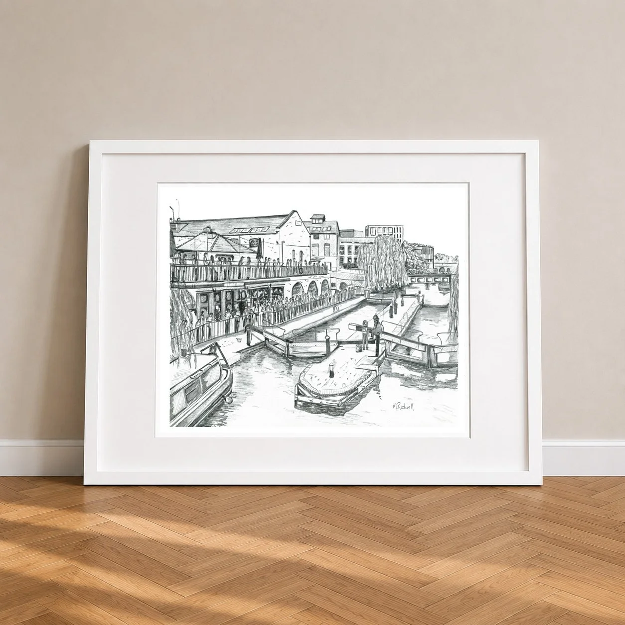 Camden Lock Pencil Print Framed Artwork.jpg