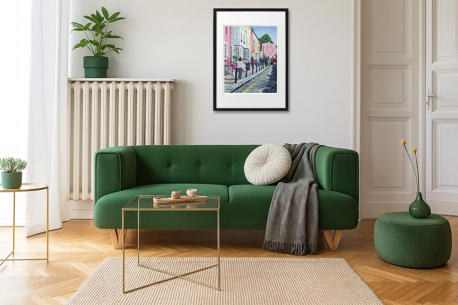 Chelsea London Illustration Framed.  Designer Artwork for the Home