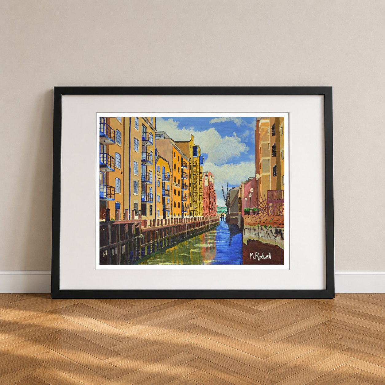St Saviours Dock, Bermondsey.  Home of Bill Sykes, fictional character from Oliver Twist.  Painted by Magnus Rodwell