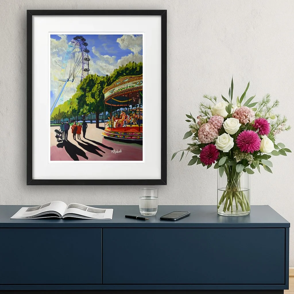 London Eye and Carousel London Wall Art Framed