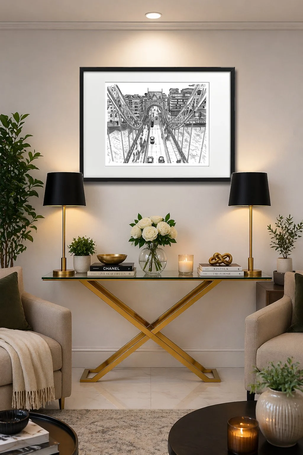 Ariel View Of Tower Bridge London Pencil Print.  Luxurious Living