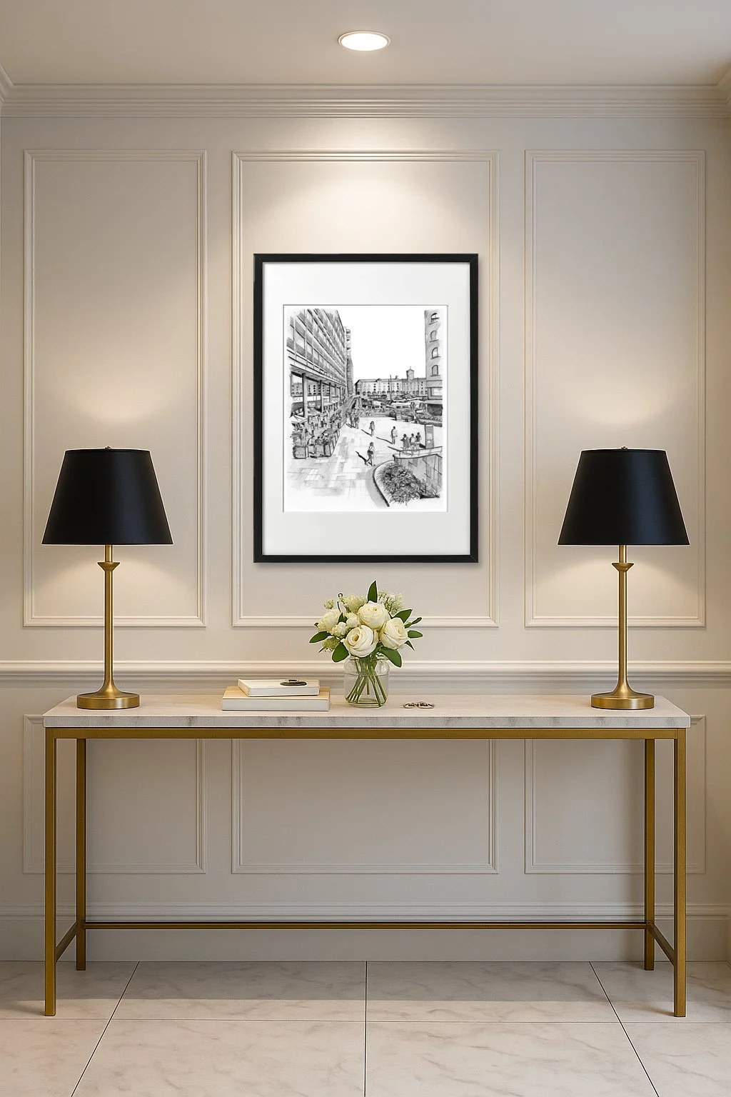 St Katharines Dock Pencil Print.  Hallway Artwork Inspiration Ideas