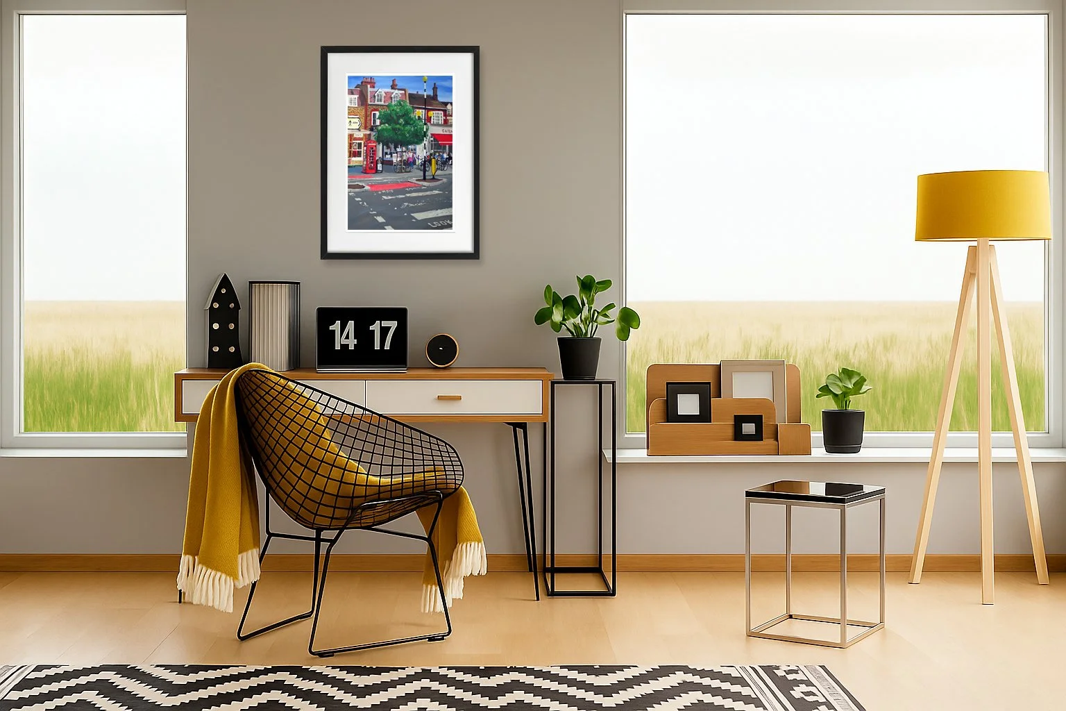 Dulwich Village Illustration Framed.  Interior Home Artwork
