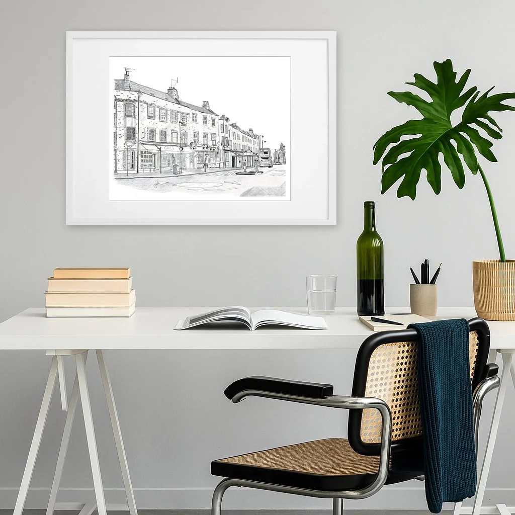 Highgate Hill High Street Pencil Drawing Wall Art