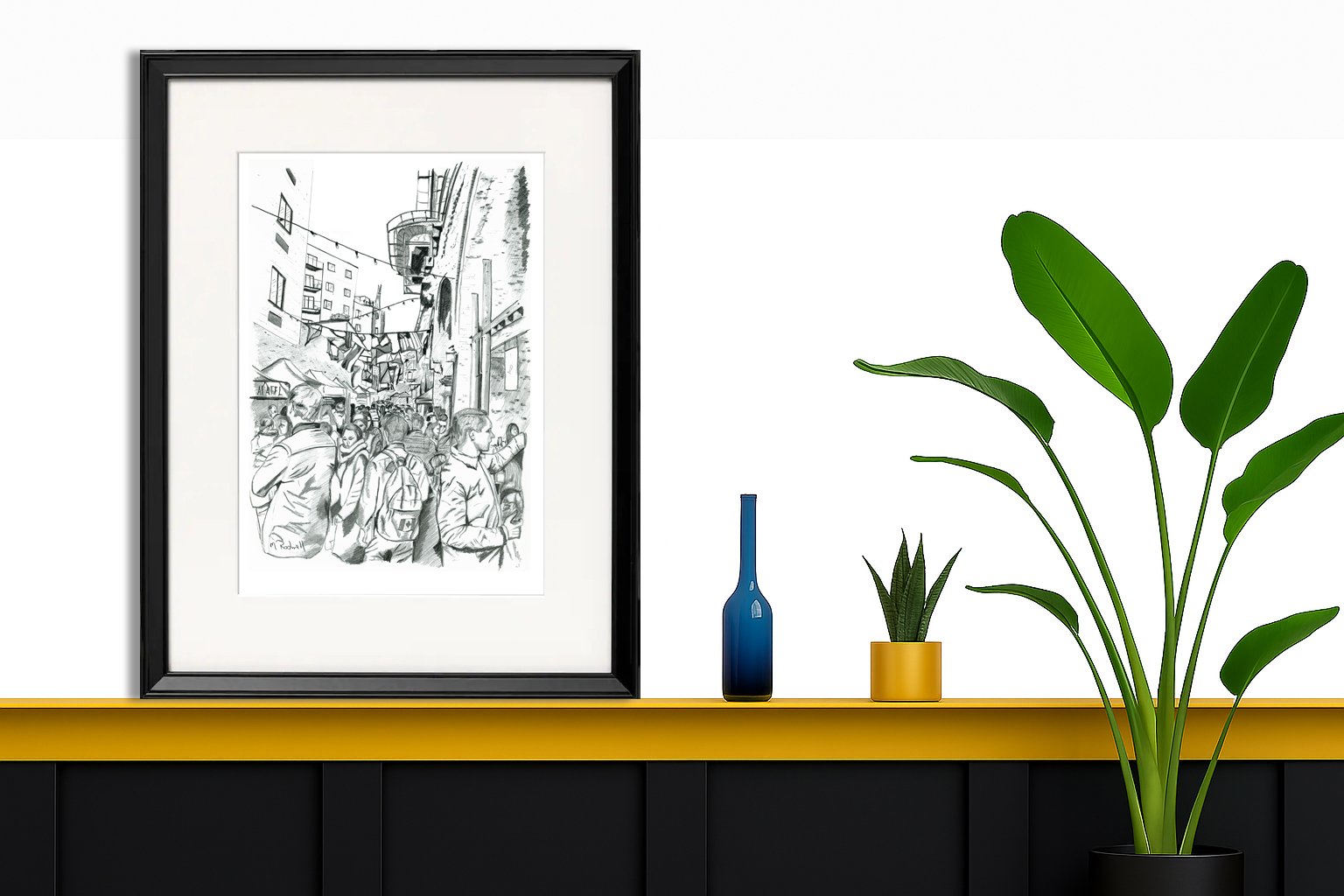 Maltby Street Market Pencil Print Framed.  London Gift Ideas