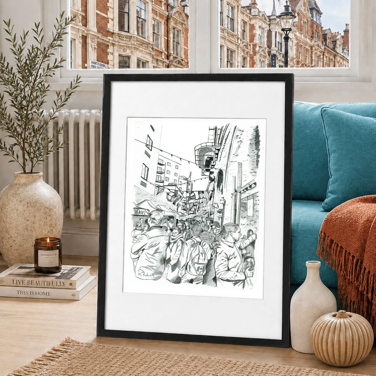 Maltby Street Market Pencil Print Framed.jpg