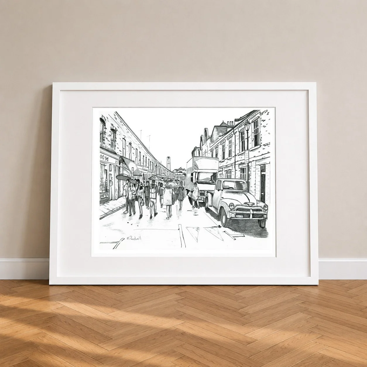 Camberwell Street Scene Black and White Print White Frame.jpg