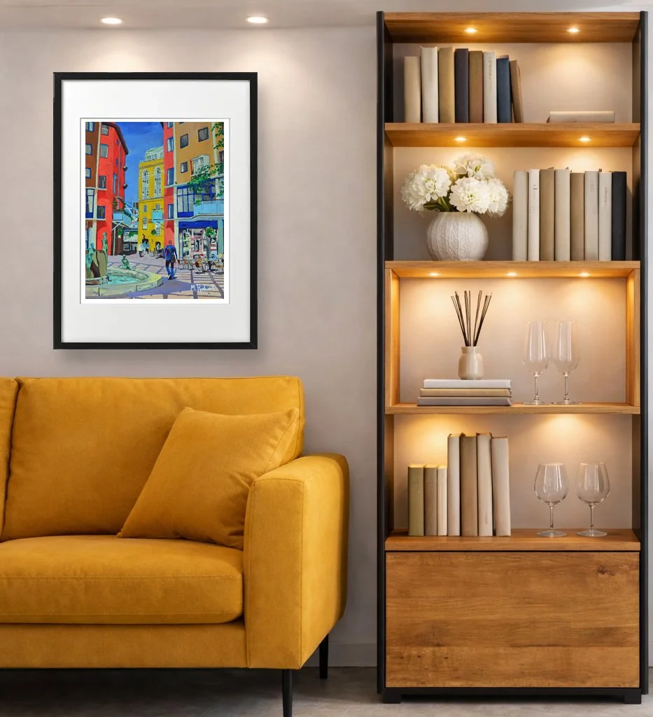Livingroom Interior with Courage Yard London Print