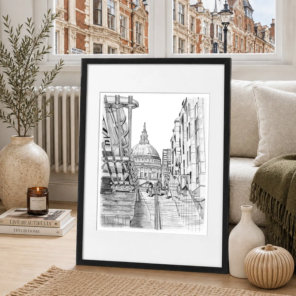 St Paul's Steps Pencil Drawing of London