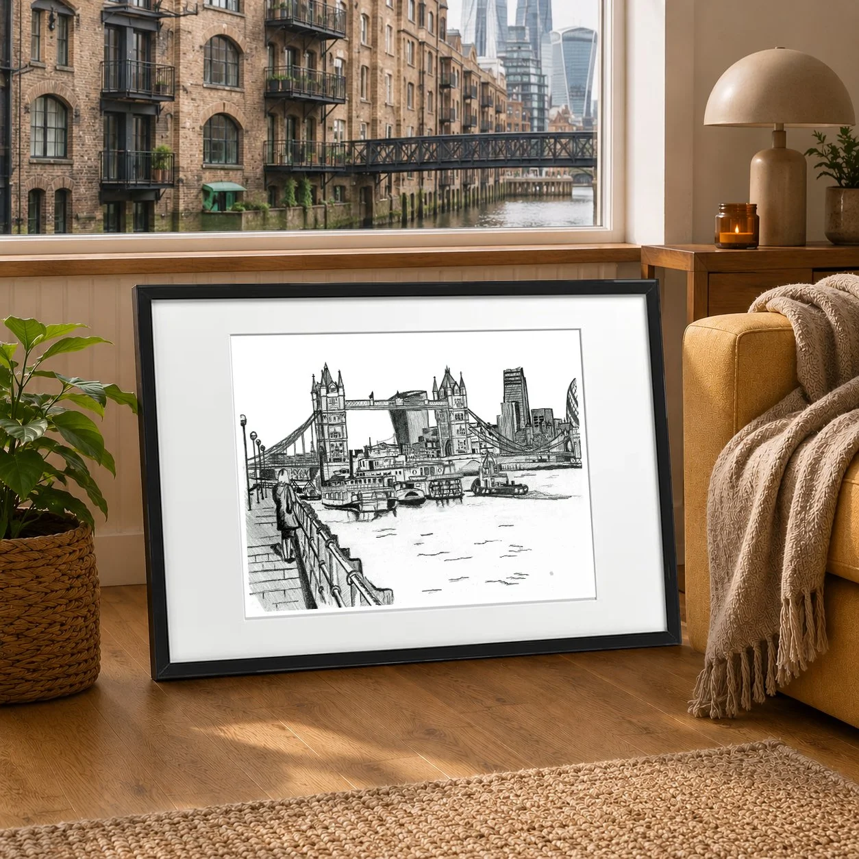 Tower Bridge Lady Pencil Print Large Format