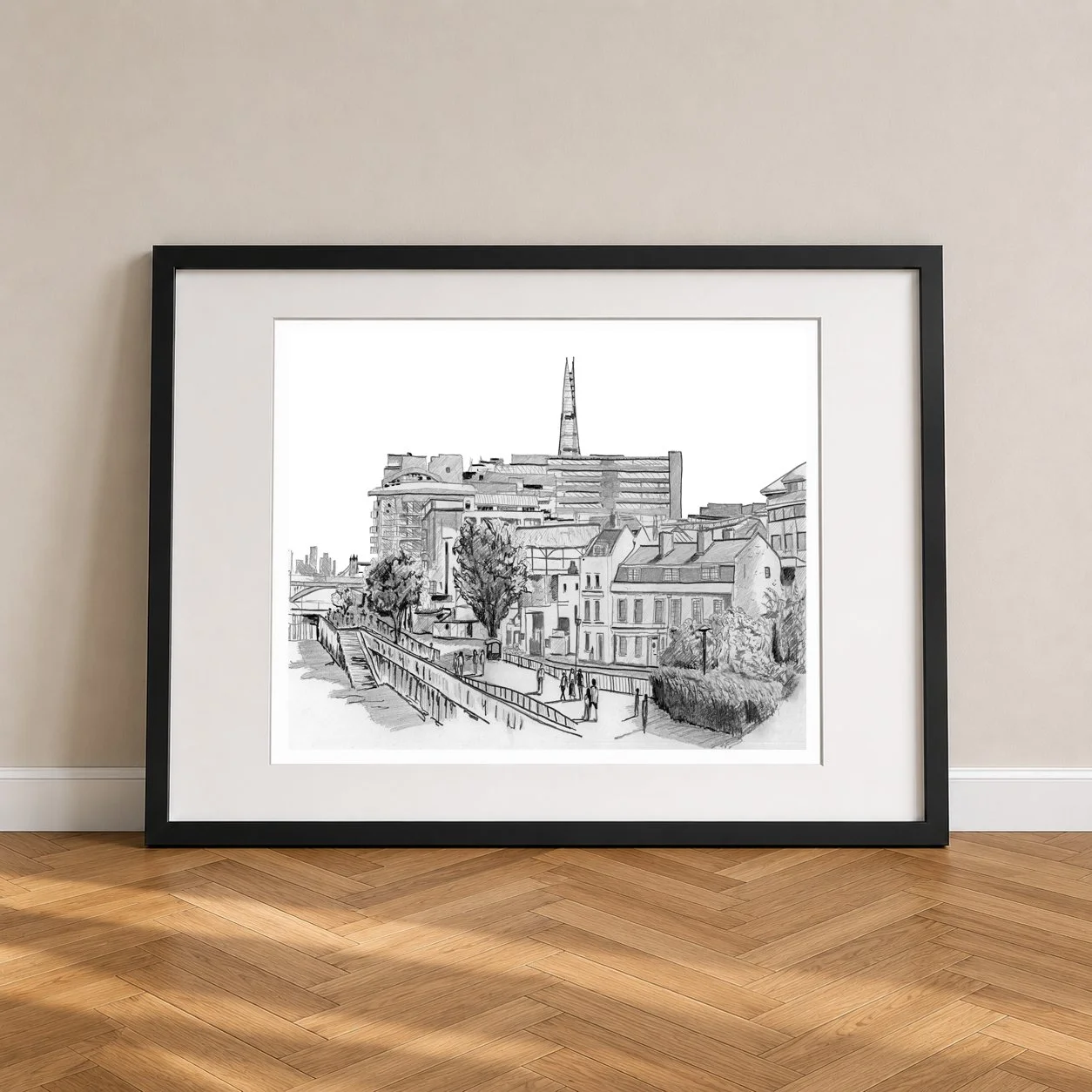 Shakespear Globe Theatre Pencil Print Framed for Sale.jpg