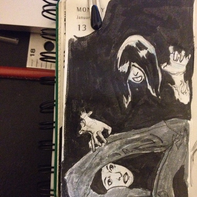 013/364 nightmares (ok so that chick from the grudge/ring still creep me out) #horror #art #ink #nightmare #moleskine #sketch #doodle #nightnight #sketchbook