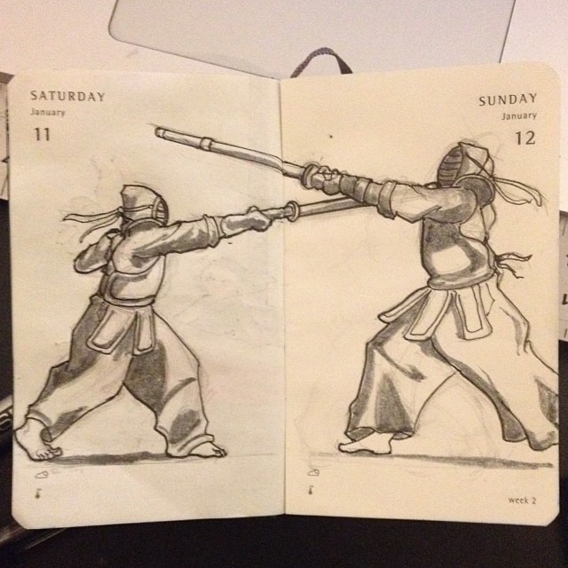 012/365 the finish #kendo #fight #duel #sketch #ink #brush #moleskine #doodle #asketchaday #drawing #art #artistoninstagram #artist-on-tumblr