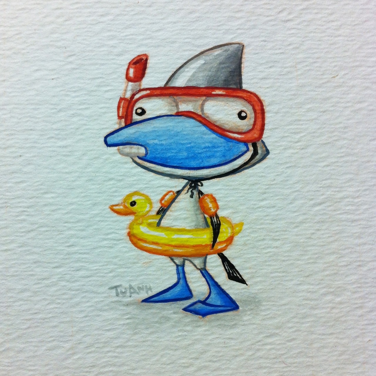 awkwardboobies:

Apparently a boob shark is a hungry baby in nursing. So…Booby Shark!  Happy Shark Week everyone!
Awesome fun work by Tu-Anh Nguyen!
