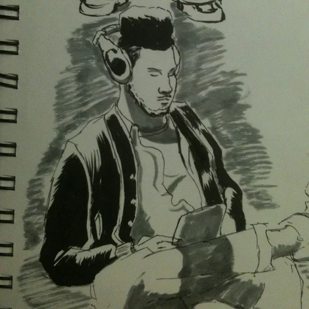 Morning bart sketch guy was rocking the hi-top fade blasting hip hop #ink #drawing #art #sketch  #sketchbook  #fade #oldschool #hiphop #brush