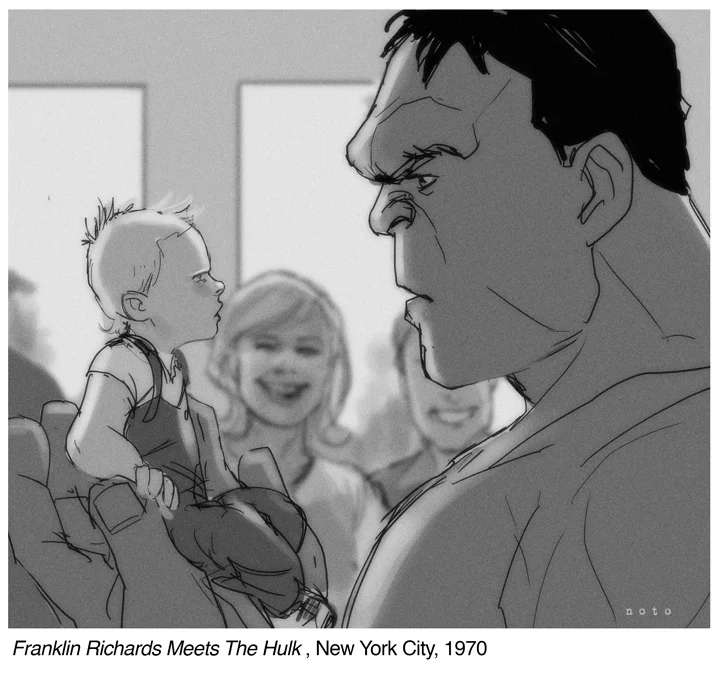 philnoto:

From the Hank Pym Photo Archives- “Franklin Richards Meets The Hulk”, NYC, 1970