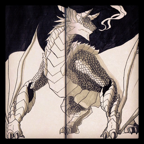 #wyvern #dragon #giantlizard #art #copics #markers #sketchbook  #illustration #ink #brush #instagood #blowinsmoke #drawing