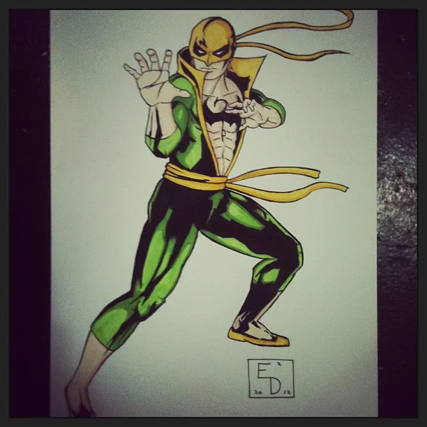Iron fist done on bristol paper #immortal #ironfist #art #marvel #comics  #superhero #kungfu #ink #markers #dannyrand #drawing